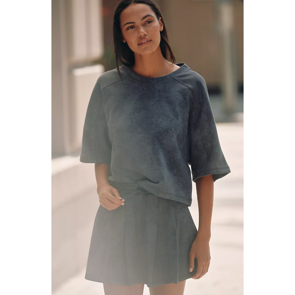 Anthopologie x Daily Practice Pull-On Washed Mini Skirt Grey Size L NWT - Picture 1 of 5